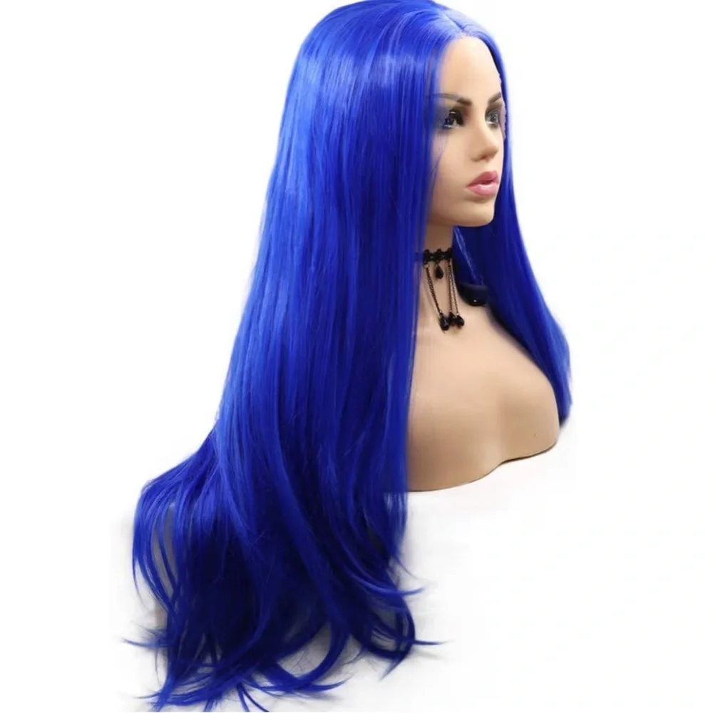 22” Vibrant Blue NATURAL STRAIGHT Hair Wig NEW